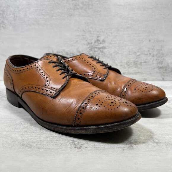 Allen Edmonds Sanford Medallion Brogue Cap Toe Derby Shoes - Men's Size 9 D - Picture 3 of 12